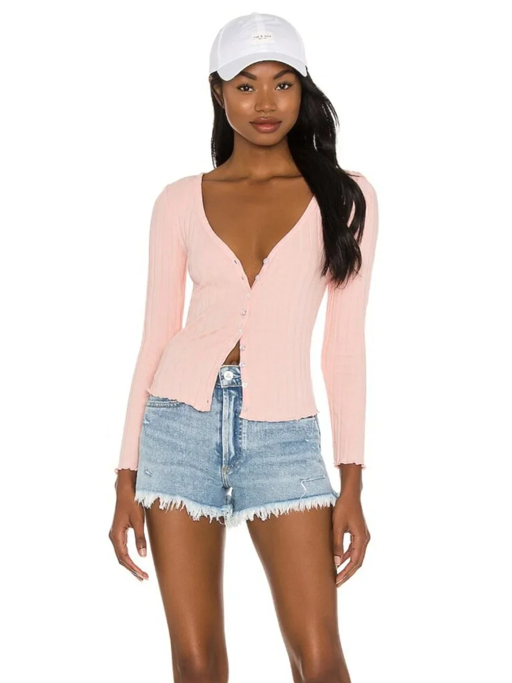 Superdown Ribbed Top With Buttons - Picture 4 of 7